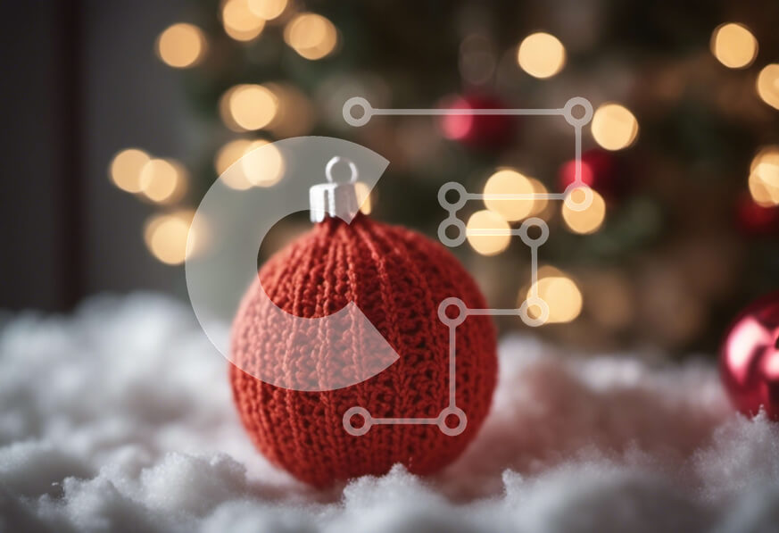 Intra Συλλεκτικό Ξύλινο Παζλ Plywood  4mm - Πορτοκαλί Πλεκτή Μπάλα Διακόσμηση για Χριστουγεννιάτικο Δέντρο Σε Ξύλινο Κουτί - Διαστάσεις: 10x10 cm – 25 κομμάτια