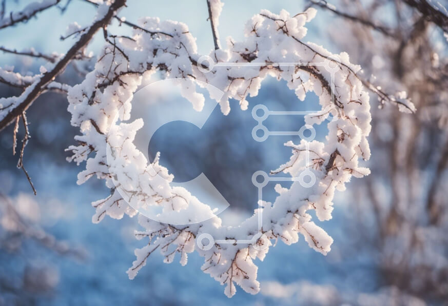 Intra Συλλεκτικό Ξύλινο Παζλ Plywood  4mm - Χιονισμένο κλαδί σε σχήμα καρδιάς που κρέμεται από ένα δέντρο Σε Ξύλινο Κουτί - Διαστάσεις: 10x10 cm – 25 κομμάτια