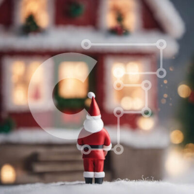 Intra Συλλεκτικό Ξύλινο Παζλ Plywood  4mm - Ειδώλιο Άγιου Βασίλη μπροστά από το διακοσμημένο σπίτι με το χιόνι Σε Ξύλινο Κουτί - Διαστάσεις: 10x10 cm – 25 κομμάτια - Image 1