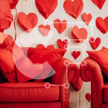 Intra Συλλεκτικό Ξύλινο Παζλ Plywood  4mm - Ρύθμιση του Αγίου Βαλεντίνου με κόκκινες καρέκλες και τοίχο σε σχήμα καρδιάς Σε Ξύλινο Κουτί - Διαστάσεις Puzzle: 10x10 cm – 25 κομμάτια - Image 1