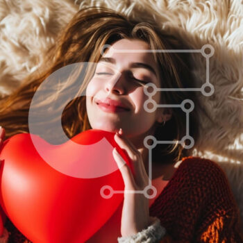 Intra Συλλεκτικό Ξύλινο Παζλ Plywood  4mm - Νεαρή γυναίκα με μπαλόνι σε σχήμα καρδιάς Σε Ξύλινο Κουτί - Διαστάσεις Puzzle: 10x10 cm – 25 κομμάτια - Image 1