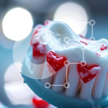 Intra Συλλεκτικό Ξύλινο Παζλ Plywood  4mm - Μπλε οδοντόβουρτσα με κόκκινες και λευκές καρδιές Σε Ξύλινο Κουτί - Διαστάσεις Puzzle: 10x10 cm – 25 κομμάτια - Image 1