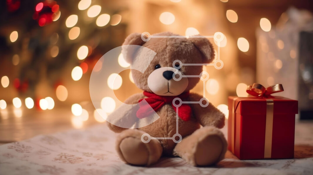 Intra Συλλεκτικό Ξύλινο Παζλ Plywood  4mm - Καφέ αρκουδάκι με κουτί δώρου και χριστουγεννιάτικα στολίδια Σε Ξύλινο Κουτί - Διαστάσεις: 10x10 cm – 25 κομμάτια