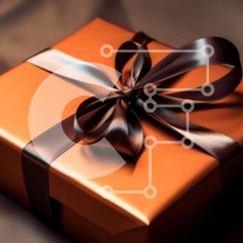 Intra Συλλεκτικό Ξύλινο Παζλ Plywood  4mm - Πορτοκαλί κουτί δώρου με καφέ κορδέλα Σε Ξύλινο Κουτί - Διαστάσεις Puzzle: 10x10 cm – 25 κομμάτια - Image 1