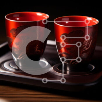 Intra Συλλεκτικό Ξύλινο Παζλ Plywood  4mm - Δύο κόκκινα κύπελλα σε ένα δίσκο Σε Ξύλινο Κουτί - Διαστάσεις Puzzle: 10x10 cm – 25 κομμάτια - Image 1