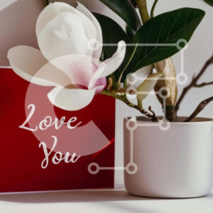 Intra Συλλεκτικό Ξύλινο Παζλ Plywood  4mm - Κόκκινη κάρτα «Love You» και λευκό λουλούδι Σε Ξύλινο Κουτί - Διαστάσεις: 10x10 cm – 25 κομμάτια