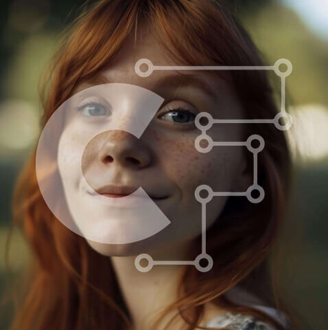 Intra Συλλεκτικό Ξύλινο Παζλ Plywood 4mm - Χαμογελαστή κοκκινομάλλα γυναίκα με φακίδες και έντομα Σε Ξύλινο Κουτί - Διαστάσεις Puzzle: 10x10 cm – 25 κομμάτια - Image 1