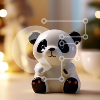 Intra Συλλεκτικό Ξύλινο Παζλ Plywood  4mm - Μικρό ειδώλιο αρκούδας Panda με φλιτζάνια καφέ στο τραπέζι Σε Ξύλινο Κουτί - Διαστάσεις Puzzle: 10x10 cm – 25 κομμάτια - Image 1