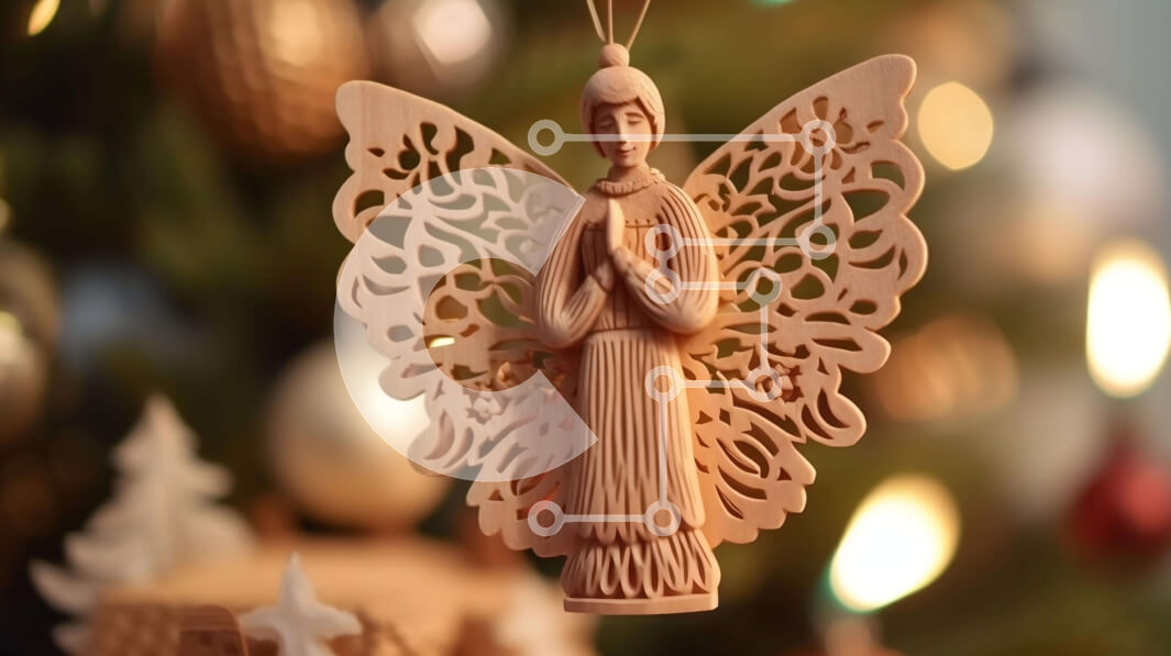 Intra Συλλεκτικό Ξύλινο Παζλ Plywood  4mm - Ξύλινο στολίδι αγγέλου που κρέμεται από το χριστουγεννιάτικο δέντρο Σε Ξύλινο Κουτί - Διαστάσεις: 10x10 cm – 25 κομμάτια