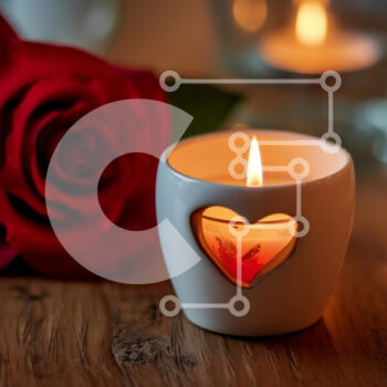 Intra Συλλεκτικό Ξύλινο Παζλ Plywood  4mm - Ρομαντικό κερί σε σχήμα καρδιάς με κόκκινο τριαντάφυλλο σε ξύλινο τραπέζι Σε Ξύλινο Κουτί - Διαστάσεις Puzzle: 10x10 cm – 25 κομμάτια - Image 1