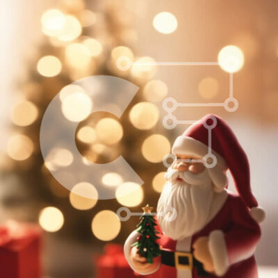 Intra Συλλεκτικό Ξύλινο Παζλ Plywood  4mm - Ειδώλιο Άγιου Βασίλη με το χριστουγεννιάτικο δέντρο Σε Ξύλινο Κουτί - Διαστάσεις: 10x10 cm – 25 κομμάτια - Image 1