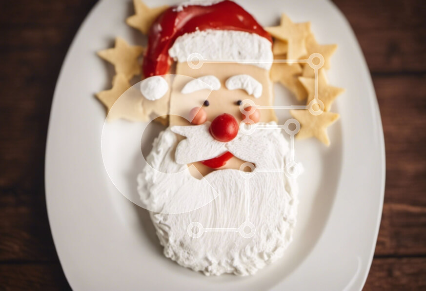 Intra Συλλεκτικό Ξύλινο Παζλ Plywood  4mm - Πιάτο προσώπου Άγιου Βασίλη με εορταστικά στολίδια Σε Ξύλινο Κουτί - Διαστάσεις: 10x10 cm – 25 κομμάτια