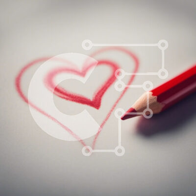 Intra Συλλεκτικό Ξύλινο Παζλ Plywood  4mm - Κόκκινη καρδιά σχέδιο με χρωματιστό μολύβι Σε Ξύλινο Κουτί - Διαστάσεις Puzzle: 10x10 cm – 25 κομμάτια - Image 1