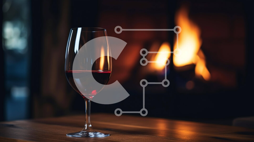 Intra Συλλεκτικό Ξύλινο Παζλ Plywood  4mm - Ποτήρι κρασί μπροστά στο τζάκι Σε Ξύλινο Κουτί - Διαστάσεις Puzzle: 10x10 cm – 25 κομμάτια