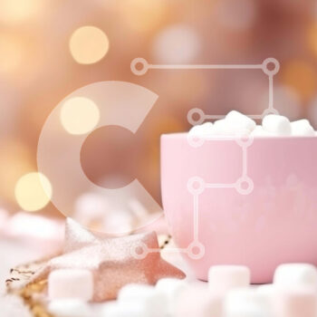 Intra Συλλεκτικό Ξύλινο Παζλ Plywood  4mm - Ροζ κούπα με Marshmallows, αστέρια και νιφάδες χιονιού Σε Ξύλινο Κουτί - Διαστάσεις Puzzle: 10x10 cm – 25 κομμάτια - Image 1