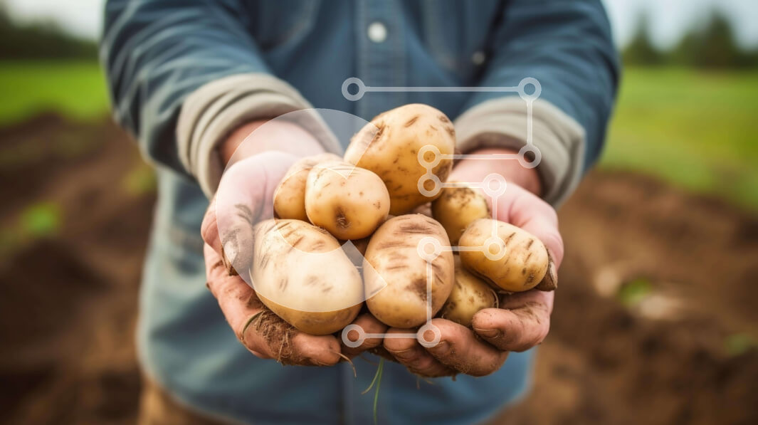 Intra Συλλεκτικό Ξύλινο Παζλ Plywood  4mm - Άνθρωπος που συγκομίζει πατάτες από το χωράφι Σε Ξύλινο Κουτί - Διαστάσεις: 10x10 cm – 25 κομμάτια