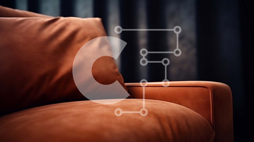 Intra Συλλεκτικό Ξύλινο Παζλ Plywood  4mm - Κοντινή όψη του καφέ δερμάτινου καναπέ με κομψό και μοντέρνο σχεδιασμό Σε Ξύλινο Κουτί - Διαστάσεις Puzzle: 10x10 cm – 25 κομμάτια