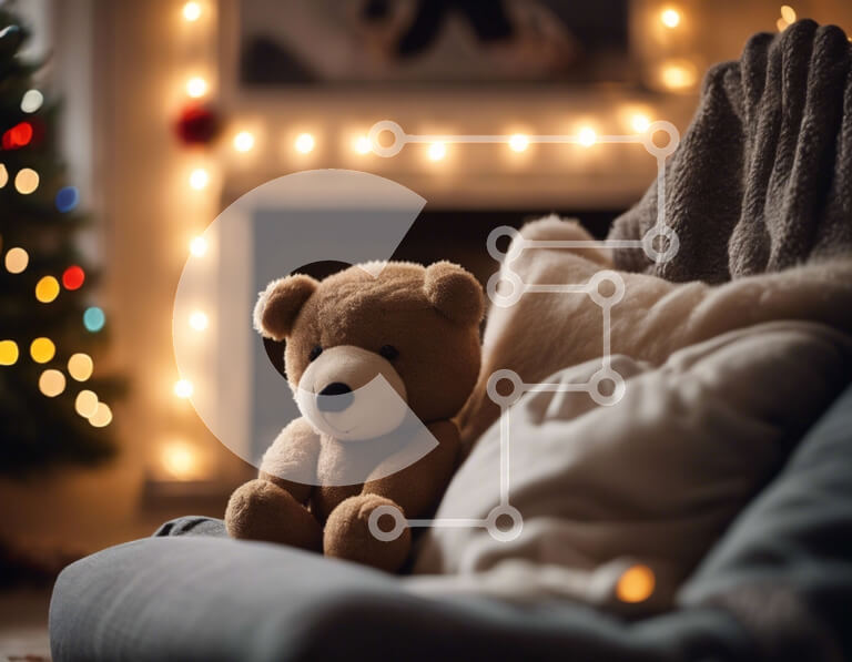 Intra Συλλεκτικό Ξύλινο Παζλ Plywood  4mm - Εορταστικό αρκουδάκι και χριστουγεννιάτικο δέντρο Σε Ξύλινο Κουτί - Διαστάσεις: 10x10 cm – 25 κομμάτια