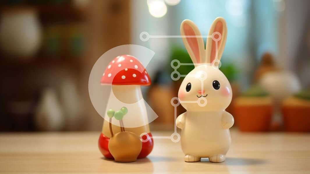 Intra Συλλεκτικό Ξύλινο Παζλ Plywood  4mm - Ειδώλια κουνελιών και μανιταριών σε σκηνικό της φύσης Σε Ξύλινο Κουτί - Διαστάσεις: 10x10 cm – 25 κομμάτια