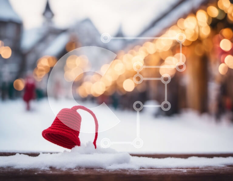 Intra Συλλεκτικό Ξύλινο Παζλ Plywood  4mm - Κόκκινη καμπάνα σε χιονισμένο πάγκο Σε Ξύλινο Κουτί - Διαστάσεις Puzzle: 10x10 cm – 25 κομμάτια