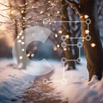 Intra Συλλεκτικό Ξύλινο Παζλ Plywood  4mm - Winter Wonderland: Pathway καλυμμένο με χιόνι με φώτα χορδών Σε Ξύλινο Κουτί - Διαστάσεις: 10x10 cm – 25 κομμάτια - Image 1