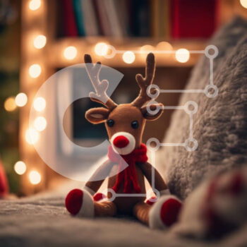 Intra Συλλεκτικό Ξύλινο Παζλ Plywood  4mm - Παιχνίδι Τάρανδοι στο κρεβάτι με φώτα Σε Ξύλινο Κουτί - Διαστάσεις Puzzle: 10x10 cm – 25 κομμάτια - Image 1