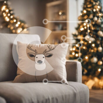 Intra Συλλεκτικό Ξύλινο Παζλ Plywood  4mm - Γκρίζος καναπές με χριστουγεννιάτικο δέντρο στο φόντο Σε Ξύλινο Κουτί - Διαστάσεις Puzzle: 10x10 cm – 25 κομμάτια - Image 1