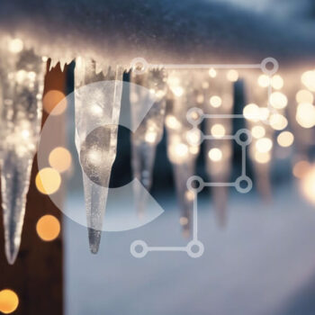 Intra Συλλεκτικό Ξύλινο Παζλ Plywood  4mm - Χειμερινή διακόσμηση με παγάκια σε χιονισμένο κιγκλίδωμα Σε Ξύλινο Κουτί - Διαστάσεις Puzzle: 10x10 cm – 25 κομμάτια - Image 1