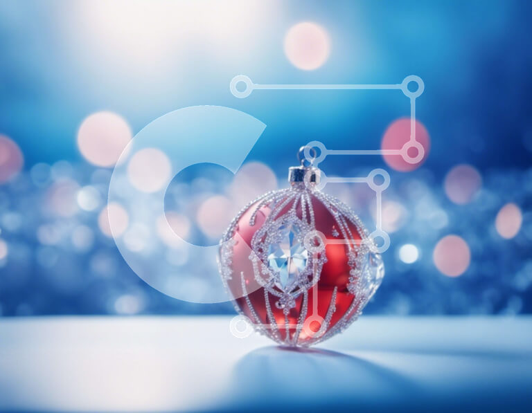 Intra Συλλεκτικό Ξύλινο Παζλ Plywood  4mm - Κόκκινη γυάλινη μπάλα σε διακοσμημένο τραπέζι για εορταστική διακόσμηση Σε Ξύλινο Κουτί - Διαστάσεις: 10x10 cm – 25 κομμάτια