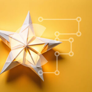 Intra Συλλεκτικό Ξύλινο Παζλ Plywood 4mm - Λευκό φανάρι Origami σε σχήμα αστεριού σε κίτρινο φόντο Σε Ξύλινο Κουτί - Διαστάσεις Puzzle: 10x10 cm – 25 κομμάτια - Image 1