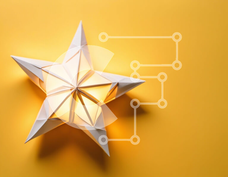 Intra Συλλεκτικό Ξύλινο Παζλ Plywood  4mm - Λευκό φανάρι Origami σε σχήμα αστεριού σε κίτρινο φόντο Σε Ξύλινο Κουτί - Διαστάσεις Puzzle: 10x10 cm – 25 κομμάτια