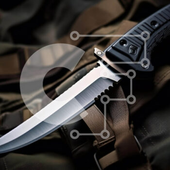 Intra Συλλεκτικό Ξύλινο Παζλ Plywood  4mm - Μαχαίρι σε καμουφλαρισμένο σακίδιο στρατού Σε Ξύλινο Κουτί - Διαστάσεις Puzzle: 10x10 cm – 25 κομμάτια - Image 1