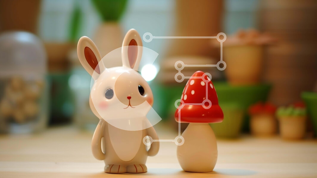 Intra Συλλεκτικό Ξύλινο Παζλ Plywood  4mm - Λευκό παιχνίδι λαγουδάκι και μανιτάρι πορτοκαλιού σε φυσικό περιβάλλον Σε Ξύλινο Κουτί - Διαστάσεις: 10x10 cm – 25 κομμάτια