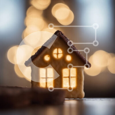 Intra Συλλεκτικό Ξύλινο Παζλ Plywood  4mm - Στολίδι με μελόψωμο σπιτιού με φώτα Bokeh Σε Ξύλινο Κουτί - Διαστάσεις: 10x10 cm – 25 κομμάτια - Image 1