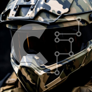 Intra Συλλεκτικό Ξύλινο Παζλ Plywood  4mm - Καμουφλαρισμένο κράνος και γυαλιά για στρατιωτικούς ή επιβολής του νόμου Σε Ξύλινο Κουτί - Διαστάσεις Puzzle: 10x10 cm – 25 κομμάτια - Image 1