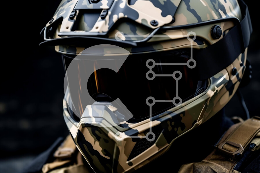 Intra Συλλεκτικό Ξύλινο Παζλ Plywood  4mm - Καμουφλαρισμένο κράνος και γυαλιά για στρατιωτικούς ή επιβολής του νόμου Σε Ξύλινο Κουτί - Διαστάσεις Puzzle: 10x10 cm – 25 κομμάτια