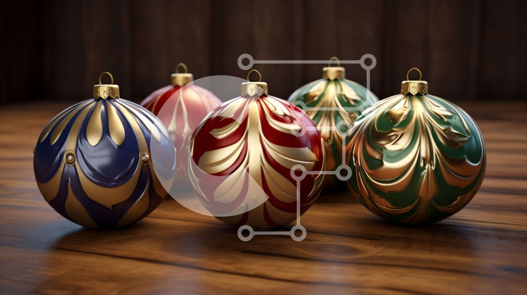 Intra Συλλεκτικό Ξύλινο Παζλ Plywood  4mm - Πολύχρωμες χριστουγεννιάτικες μπάλες σε ξύλινο τραπέζι Σε Ξύλινο Κουτί - Διαστάσεις: 10x10 cm – 25 κομμάτια