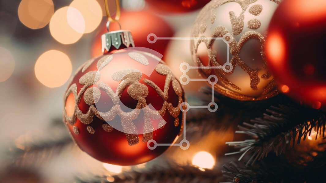 Intra Συλλεκτικό Ξύλινο Παζλ Plywood  4mm - Εορταστικά στολίδια Χριστουγεννιάτικου Δέντρου - Κόκκινες και Χρυσές Μπάλες Σε Ξύλινο Κουτί - Διαστάσεις: 10x10 cm – 25 κομμάτια