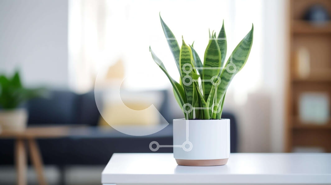 Intra Συλλεκτικό Ξύλινο Παζλ Plywood  4mm - Λευκό φυτό σε γλάστρα στο σαλόνι Σε Ξύλινο Κουτί - Διαστάσεις Puzzle: 10x10 cm – 25 κομμάτια