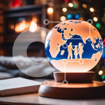 Intra Συλλεκτικό Ξύλινο Παζλ Plywood  4mm - Σφαίρα διακοπών και οικογενειακές σιλουέτες σε ένα διακοσμητικό βιβλίο Σε Ξύλινο Κουτί - Διαστάσεις Puzzle: 10x10 cm – 25 κομμάτια - Image 1