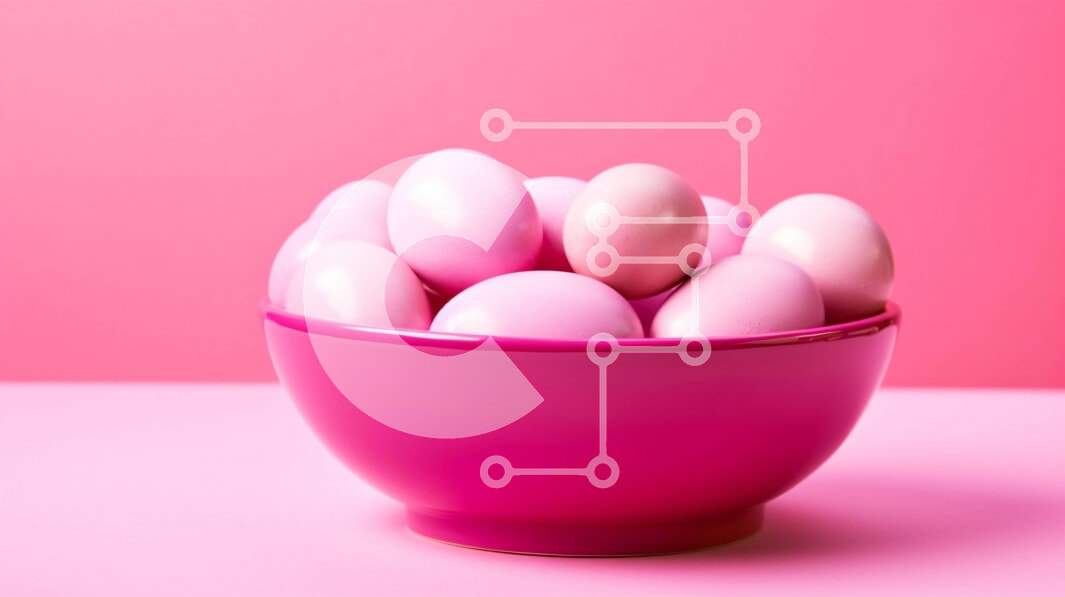 Intra Συλλεκτικό Ξύλινο Παζλ Plywood  4mm - Ροζ Πασχαλινά αυγά σε ένα μπολ σε ροζ φόντο Σε Ξύλινο Κουτί - Διαστάσεις: 10x10 cm – 25 κομμάτια