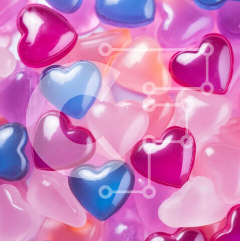 Intra Συλλεκτικό Ξύλινο Παζλ Plywood 4mm - Πολύχρωμες πλαστικές χάντρες σε σχήμα καρδιάς στο τραπέζι Σε Ξύλινο Κουτί - Διαστάσεις: 10x10 cm – 25 κομμάτια - Image 1