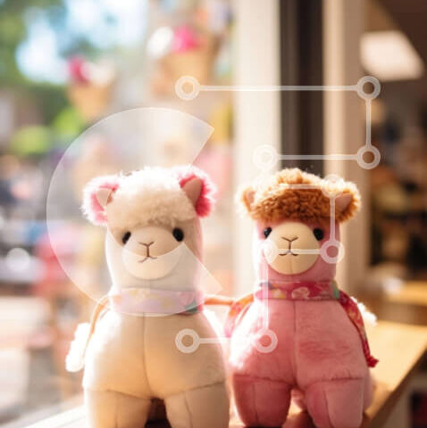 Intra Συλλεκτικό Ξύλινο Παζλ Plywood  4mm - Δύο χαριτωμένα γεμιστά αλπακά που κάθονται σε ένα περβάζι παραθύρου Σε Ξύλινο Κουτί - Διαστάσεις Puzzle: 10x10 cm – 25 κομμάτια - Image 1