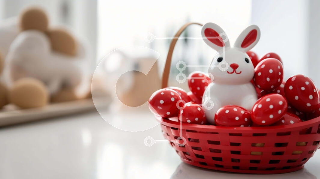 Intra Συλλεκτικό Ξύλινο Παζλ Plywood  4mm - Κόκκινο πασχαλινό καλάθι με ειδώλιο λαγουδάκι και παιχνίδια Σε Ξύλινο Κουτί - Διαστάσεις: 10x10 cm – 25 κομμάτια