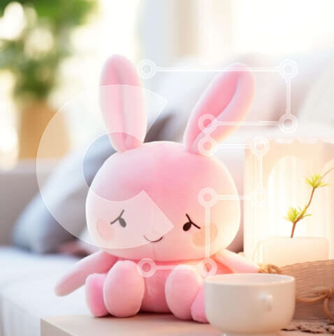 Intra Συλλεκτικό Ξύλινο Παζλ Plywood 4mm - Ζώο με ροζ λαγουδάκι στο τέλος του τραπεζιού στο άνετο σαλόνι Σε Ξύλινο Κουτί - Διαστάσεις Puzzle: 10x10 cm – 25 κομμάτια - Image 1