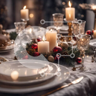 Intra Συλλεκτικό Ξύλινο Παζλ Plywood  4mm - Στάσιμο γιορτινό τραπέζι με κεριά και στολίδια Σε Ξύλινο Κουτί - Διαστάσεις: 10x10 cm – 25 κομμάτια - Image 1