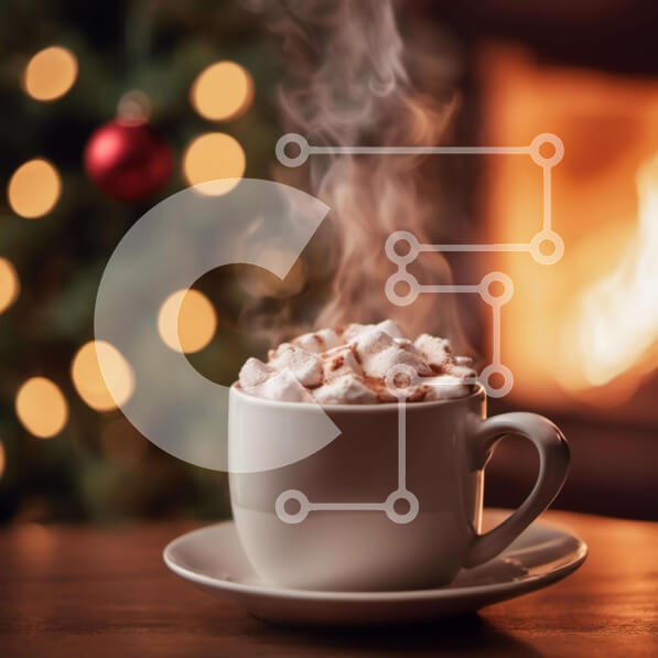 Intra Συλλεκτικό Ξύλινο Παζλ Plywood  4mm - Ζεστό κακάο με Marshmallows δίπλα στο τζάκι Σε Ξύλινο Κουτί - Διαστάσεις Puzzle: 10x10 cm – 25 κομμάτια