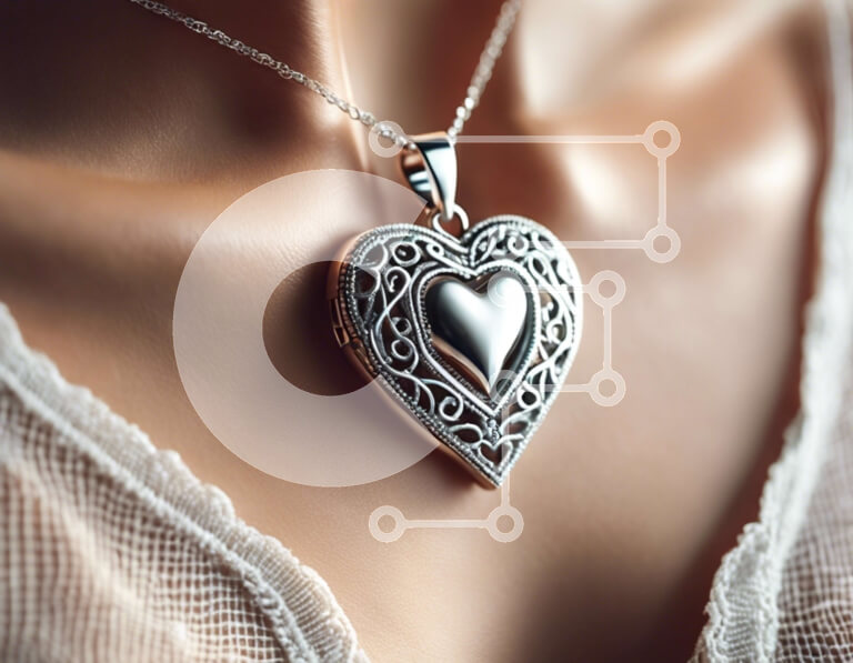 Intra Συλλεκτικό Ξύλινο Παζλ Plywood  4mm - Κολιέ με μανταλάκι καρδιάς στο γυναικείο λαιμό Σε Ξύλινο Κουτί - Διαστάσεις Puzzle: 10x10 cm – 25 κομμάτια