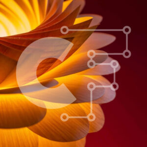 Intra Συλλεκτικό Ξύλινο Παζλ Plywood  4mm - Κοντινό πλάνο της πορτοκαλί λάμπας σε σχήμα λουλουδιού στο δωμάτιο Σε Ξύλινο Κουτί - Διαστάσεις Puzzle: 10x10 cm – 25 κομμάτια