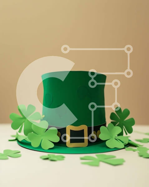 Intra Συλλεκτικό Ξύλινο Παζλ Plywood  4mm - Καπέλο σε σχήμα τριφυλλιού με φύλλα τριφυλλιού για την ημέρα του Αγίου Πατρικίου Σε Ξύλινο Κουτί - Διαστάσεις: 10x10 cm – 25 κομμάτια